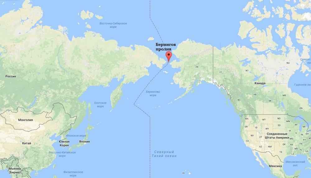 Где расположен Берингов пролив на карте мира?